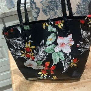 Floral Black Tote Bag